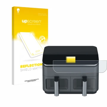 Parte frontale di una confezione del prodotto con il logo del marchio upscreen. Accanto è raffigurato il dispositivo Cosori CA