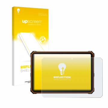 Parte frontale di una confezione del prodotto con il logo del marchio upscreen. Accanto è raffigurato il dispositivo Blackview