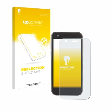 Parte frontale di una confezione del prodotto con il logo del marchio upscreen. Accanto è raffigurato il dispositivo Soyes XS1