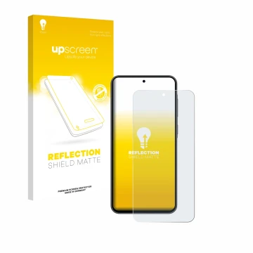 Parte frontale di una confezione del prodotto con il logo del marchio upscreen. Accanto è raffigurato il dispositivo Samsung G