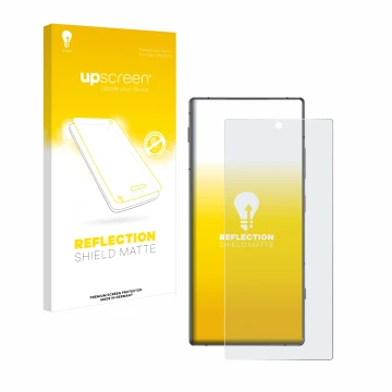 Parte frontale di una confezione del prodotto con il logo del marchio upscreen. Accanto è raffigurato il dispositivo Nubia Z70