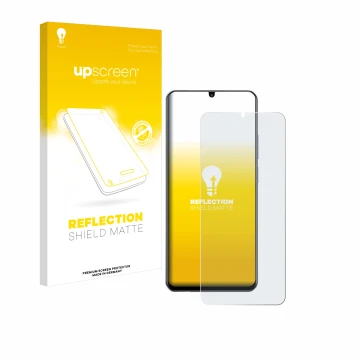 Parte frontale di una confezione del prodotto con il logo del marchio upscreen. Accanto è raffigurato il dispositivo realme No