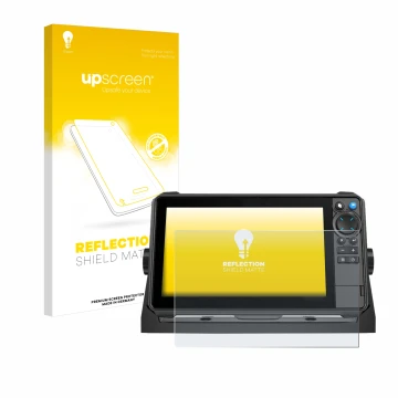 Parte frontale di una confezione del prodotto con il logo del marchio upscreen. Accanto è raffigurato il dispositivo Lowrance 