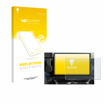 Parte frontale di una confezione del prodotto con il logo del marchio upscreen. Accanto è raffigurato il dispositivo Dacia Dus