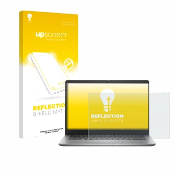 Parte frontale di una confezione del prodotto con il logo del marchio upscreen. Accanto è raffigurato il dispositivo Dell Lati