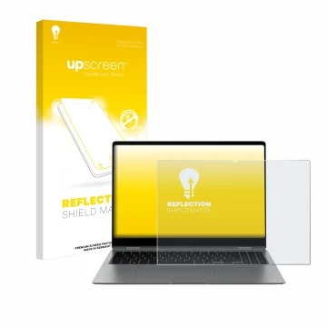 Parte frontale di una confezione del prodotto con il logo del marchio upscreen. Accanto è raffigurato il dispositivo Samsung G