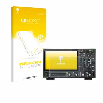 Parte frontale di una confezione del prodotto con il logo del marchio upscreen. Accanto è raffigurato il dispositivo Rigol DHO