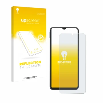 Parte frontale di una confezione del prodotto con il logo del marchio upscreen. Accanto è raffigurato il dispositivo Blackview