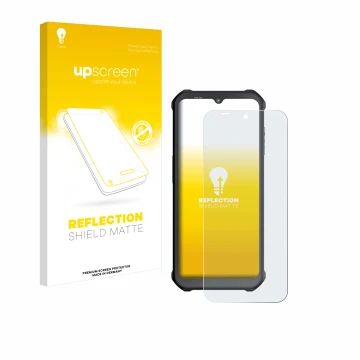 Parte frontale di una confezione del prodotto con il logo del marchio upscreen. Accanto è raffigurato il dispositivo Sonim XP4