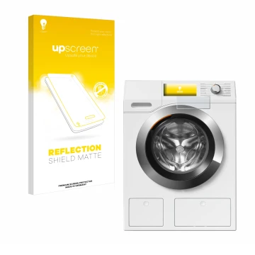 Parte frontale di una confezione del prodotto con il logo del marchio upscreen. Accanto è raffigurato il dispositivo Miele WEH