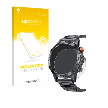 Parte frontale di una confezione del prodotto con il logo del marchio upscreen. Accanto è raffigurato il dispositivo DekeFit M