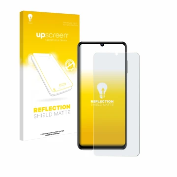Parte frontale di una confezione del prodotto con il logo del marchio upscreen. Accanto è raffigurato il dispositivo ZTE Blade