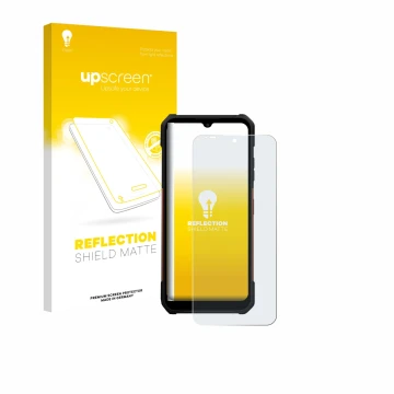 Parte frontale di una confezione del prodotto con il logo del marchio upscreen. Accanto è raffigurato il dispositivo myPhone H