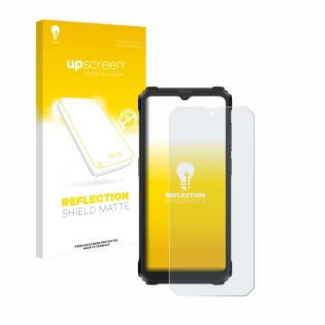 Parte frontale di una confezione del prodotto con il logo del marchio upscreen. Accanto è raffigurato il dispositivo Blackview