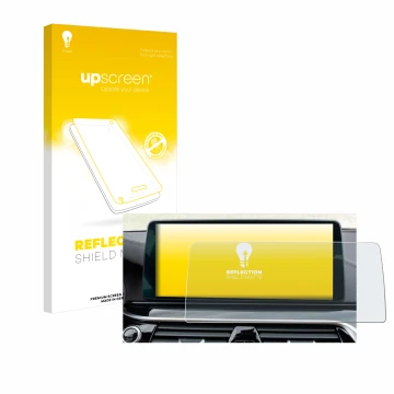 Parte frontale di una confezione del prodotto con il logo del marchio upscreen. Accanto è raffigurato il dispositivo BMW Facel