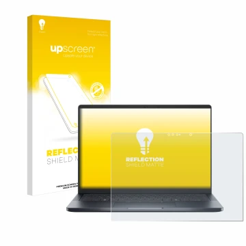 Parte frontale di una confezione del prodotto con il logo del marchio upscreen. Accanto è raffigurato il dispositivo Dell Pro 