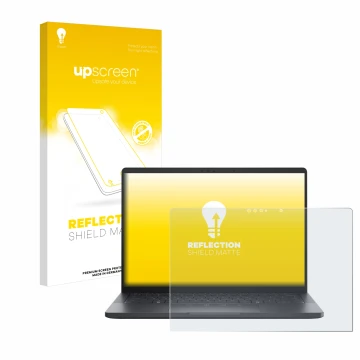 Parte frontale di una confezione del prodotto con il logo del marchio upscreen. Accanto è raffigurato il dispositivo Dell Pro 