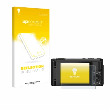 Parte frontale di una confezione del prodotto con il logo del marchio upscreen. Accanto è raffigurato il dispositivo Yashica C