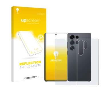 Parte frontale di una confezione del prodotto con il logo del marchio upscreen. Accanto è raffigurato il dispositivo Samsung G