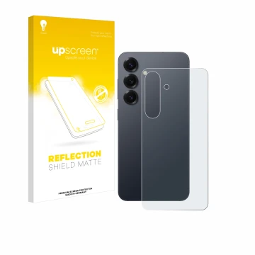 Parte frontale di una confezione del prodotto con il logo del marchio upscreen. Accanto è raffigurato il dispositivo Samsung G