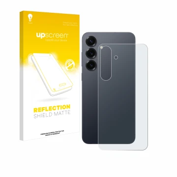Parte frontale di una confezione del prodotto con il logo del marchio upscreen. Accanto è raffigurato il dispositivo Samsung G