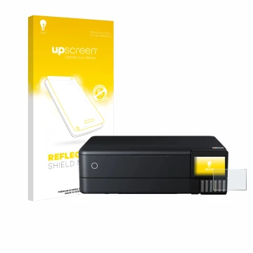 Parte frontale di una confezione del prodotto con il logo del marchio upscreen. Accanto è raffigurato il dispositivo Epson Eco