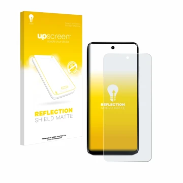 Parte frontale di una confezione del prodotto con il logo del marchio upscreen. Accanto è raffigurato il dispositivo Motorola 