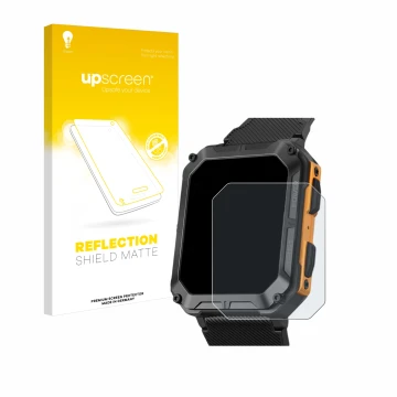 Parte frontale di una confezione del prodotto con il logo del marchio upscreen. Accanto è raffigurato il dispositivo Stahlgear