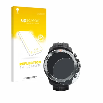 Parte frontale di una confezione del prodotto con il logo del marchio upscreen. Accanto è raffigurato il dispositivo Xiaomi Mi