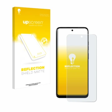 Parte frontale di una confezione del prodotto con il logo del marchio upscreen. Accanto è raffigurato il dispositivo Motorola 