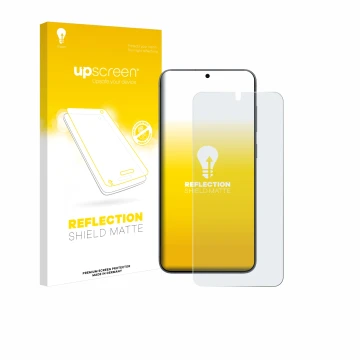 Parte frontale di una confezione del prodotto con il logo del marchio upscreen. Accanto è raffigurato il dispositivo Samsung G