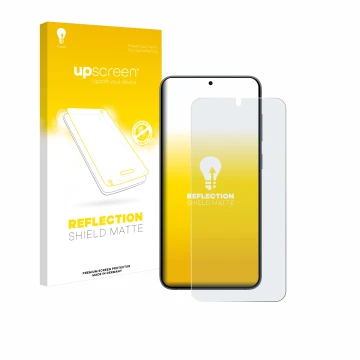 Parte frontale di una confezione del prodotto con il logo del marchio upscreen. Accanto è raffigurato il dispositivo Samsung G