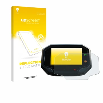 Parte frontale di una confezione del prodotto con il logo del marchio upscreen. Accanto è raffigurato il dispositivo Kawasaki 