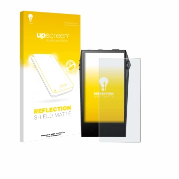 Parte frontale di una confezione del prodotto con il logo del marchio upscreen. Accanto è raffigurato il dispositivo Astell&Ke