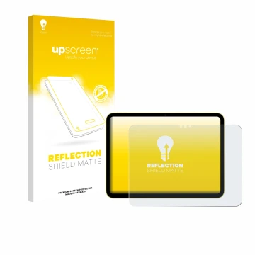 Parte frontale di una confezione del prodotto con il logo del marchio upscreen. Accanto è raffigurato il dispositivo Apple iPa