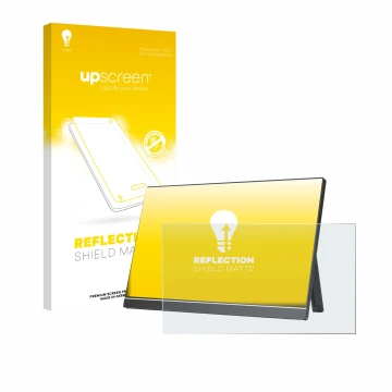 Parte frontale di una confezione del prodotto con il logo del marchio upscreen. Accanto è raffigurato il dispositivo Arzopa Z1