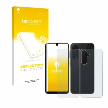 Parte frontale di una confezione del prodotto con il logo del marchio upscreen. Accanto è raffigurato il dispositivo Samsung G