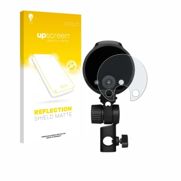 Parte frontale di una confezione del prodotto con il logo del marchio upscreen. Accanto è raffigurato il dispositivo Profoto A