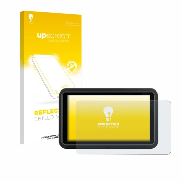 Parte frontale di una confezione del prodotto con il logo del marchio upscreen. Accanto è raffigurato il dispositivo Atomos Sh