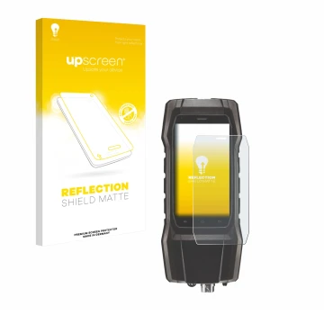 Parte frontale di una confezione del prodotto con il logo del marchio upscreen. Accanto è raffigurato il dispositivo Testo 300