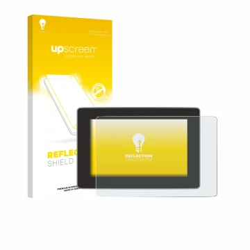 Parte frontale di una confezione del prodotto con il logo del marchio upscreen. Accanto è raffigurato il dispositivo Tesla Mod