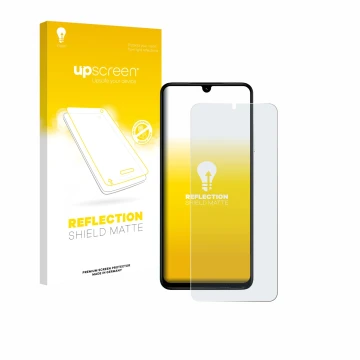 Parte frontale di una confezione del prodotto con il logo del marchio upscreen. Accanto è raffigurato il dispositivo Xiaomi Po