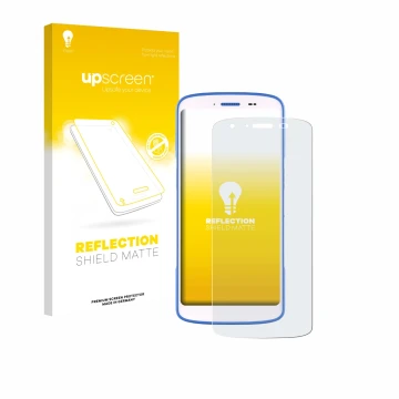 Parte frontale di una confezione del prodotto con il logo del marchio upscreen. Accanto è raffigurato il dispositivo Zebra HC 