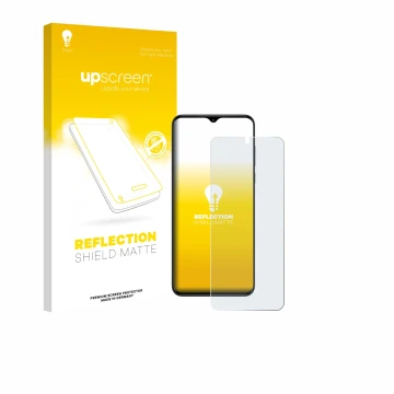 Parte frontale di una confezione del prodotto con il logo del marchio upscreen. Accanto è raffigurato il dispositivo ZTE Nubia