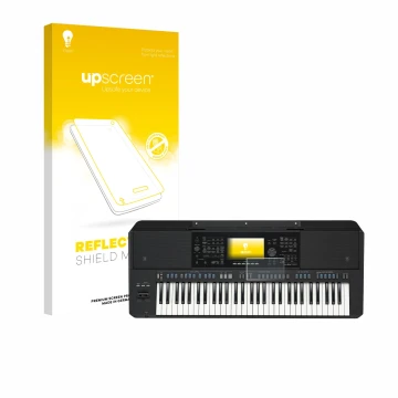 Parte frontale di una confezione del prodotto con il logo del marchio upscreen. Accanto è raffigurato il dispositivo Yamaha PS