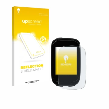 Parte frontale di una confezione del prodotto con il logo del marchio upscreen. Accanto è raffigurato il dispositivo Decathlon