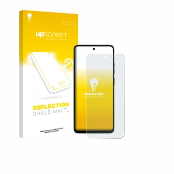 Parte frontale di una confezione del prodotto con il logo del marchio upscreen. Accanto è raffigurato il dispositivo Motorola 