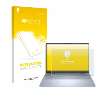 Parte frontale di una confezione del prodotto con il logo del marchio upscreen. Accanto è raffigurato il dispositivo Dell 14 P