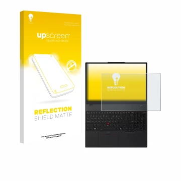 Parte frontale di una confezione del prodotto con il logo del marchio upscreen. Accanto è raffigurato il dispositivo Lenovo Th
