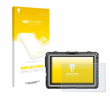 Parte frontale di una confezione del prodotto con il logo del marchio upscreen. Accanto è raffigurato il dispositivo Getac UX1